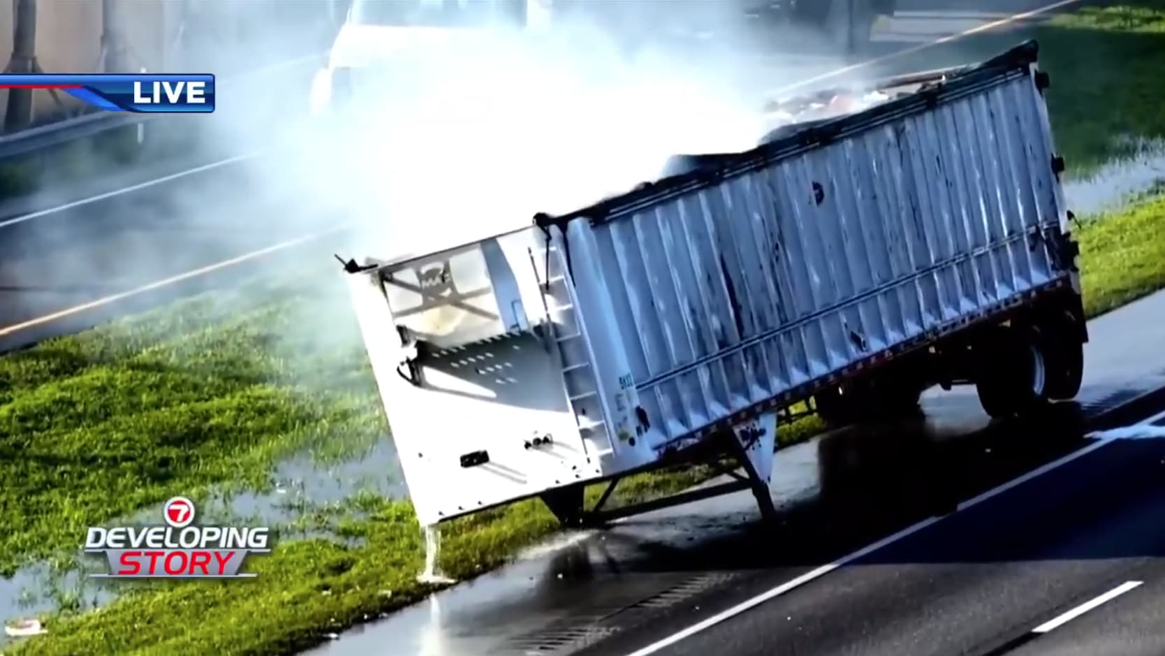 Trailer catches fire on Turnpike in Pompano Beach, prompting NB lane closures near Atlantic Blvd