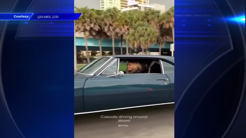 Fans spot Karol G driving through Miami in vintage Camaro